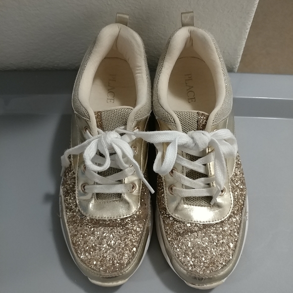 🎉HOST PICK🎉Children's Place Gold Glitter Sneakers Girls 5 - Picture 9 of 16